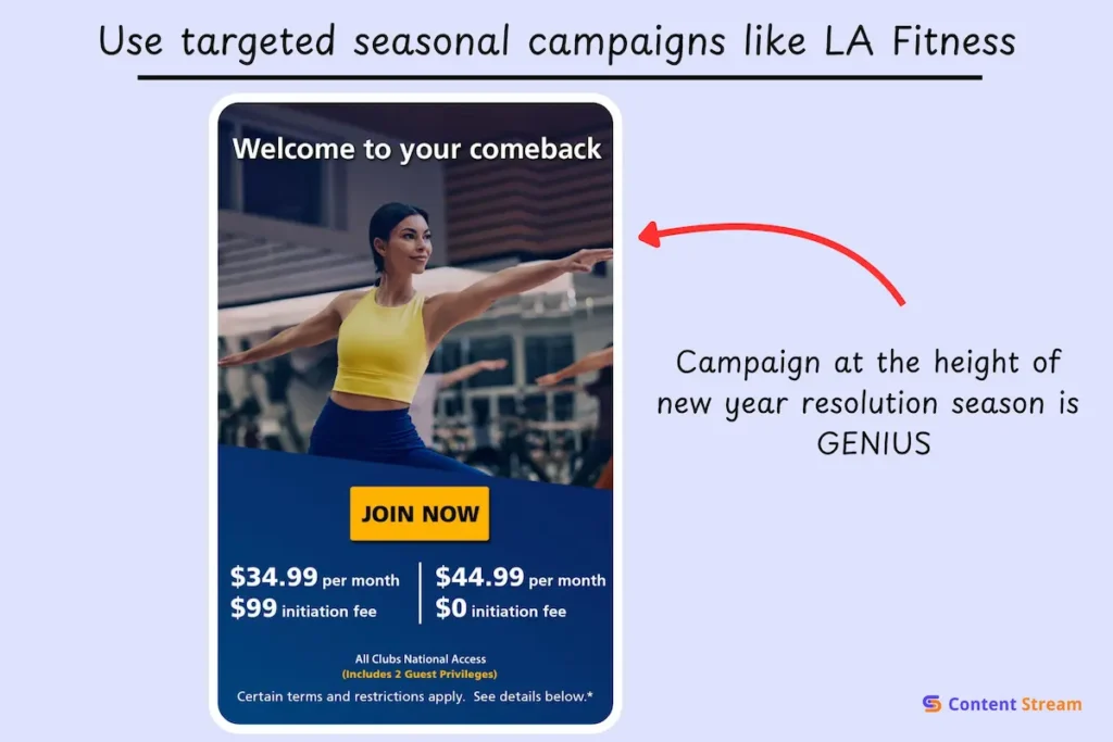 example of successful social media campaigns from fitness brands like LA Fitness