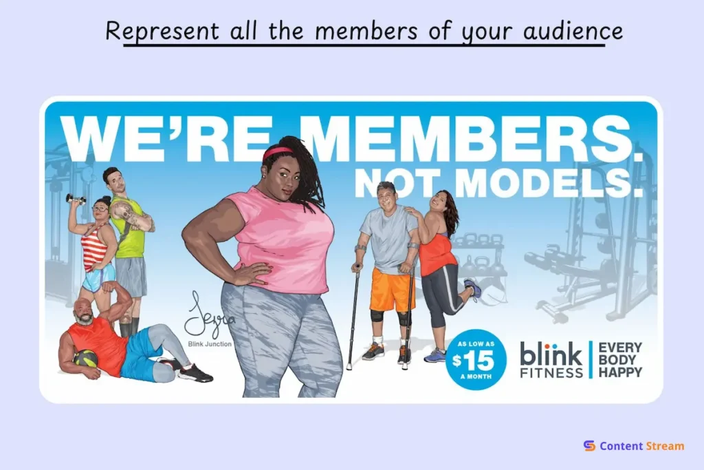 blink fitness iconic campaign showing that "lose weight' isn't the only fitness message