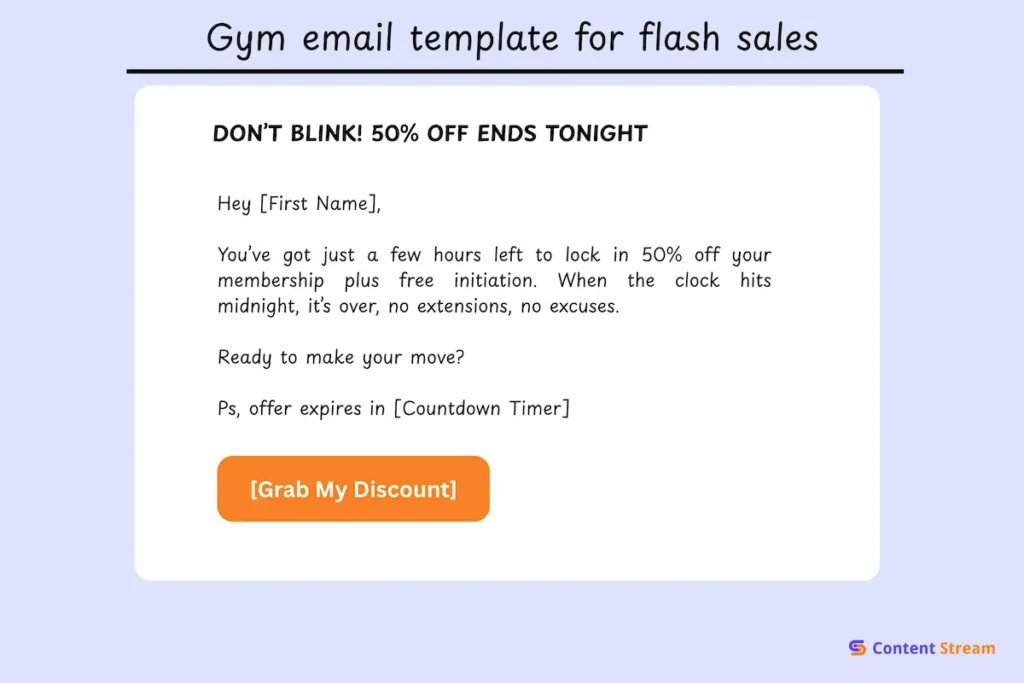 template for running flash sales for gym memberships