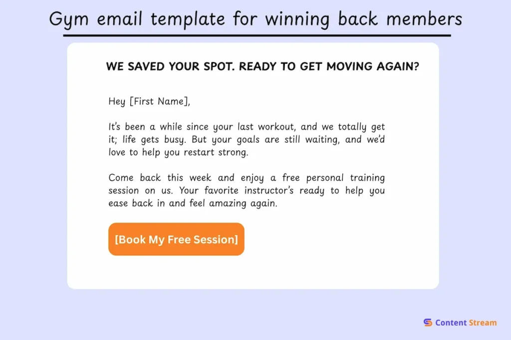 email template for re-engaging gym members