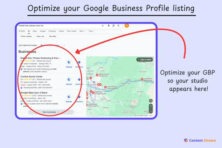 example of google search for martial arts businesses near me