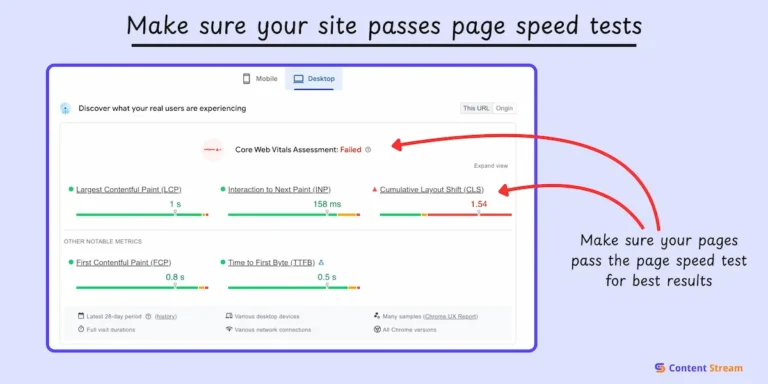 improve site speed and core web vitals