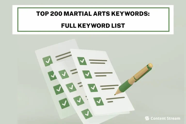 list of martial arts keywords to rank for