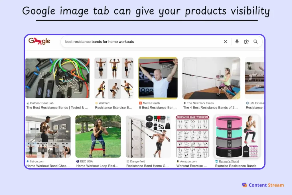 Google image tab can give your products visibility