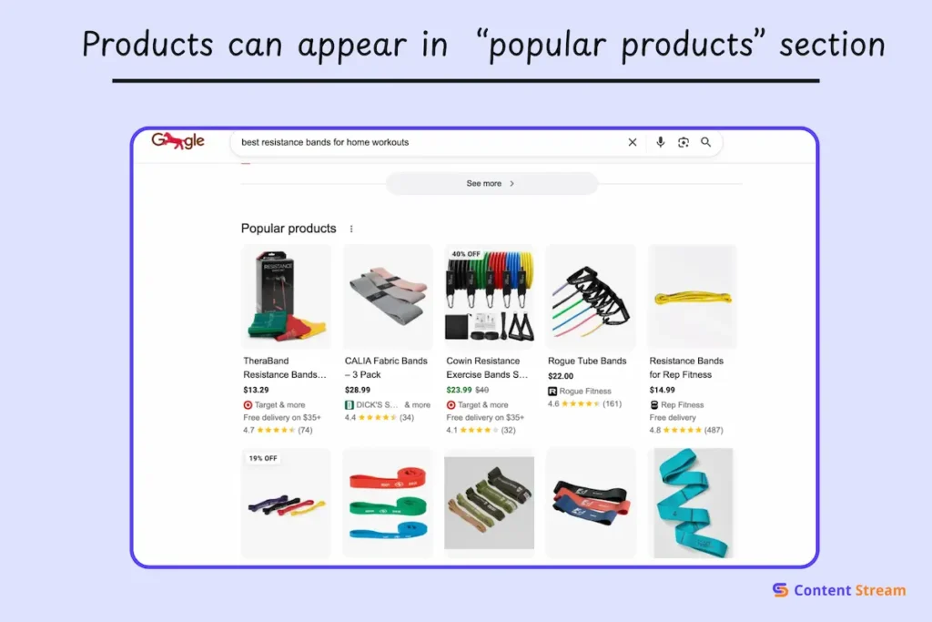 Products can appear in “popular products” section