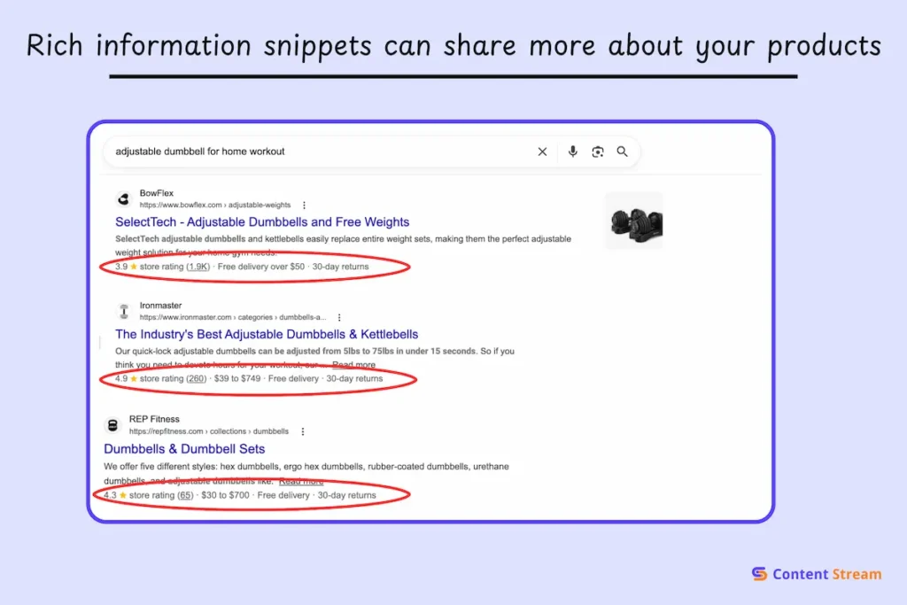 Rich information snippets can share more about your products