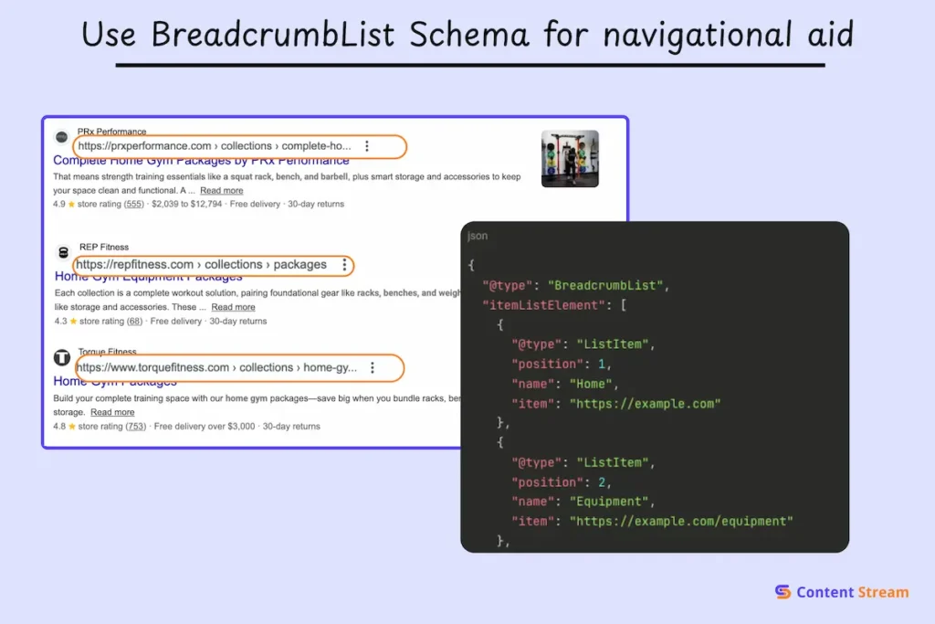 Use BreadcrumbList Schema for navigational aid