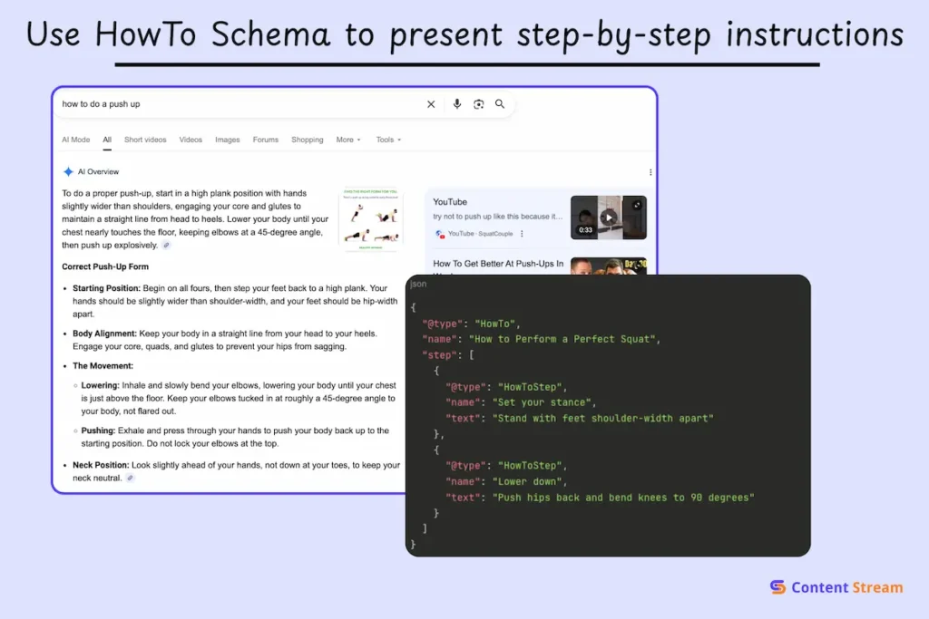 Use HowTo Schema to present step-by-step instructions