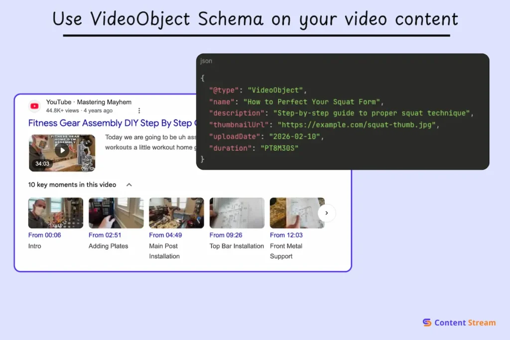 Use VideoObject Schema on your video content