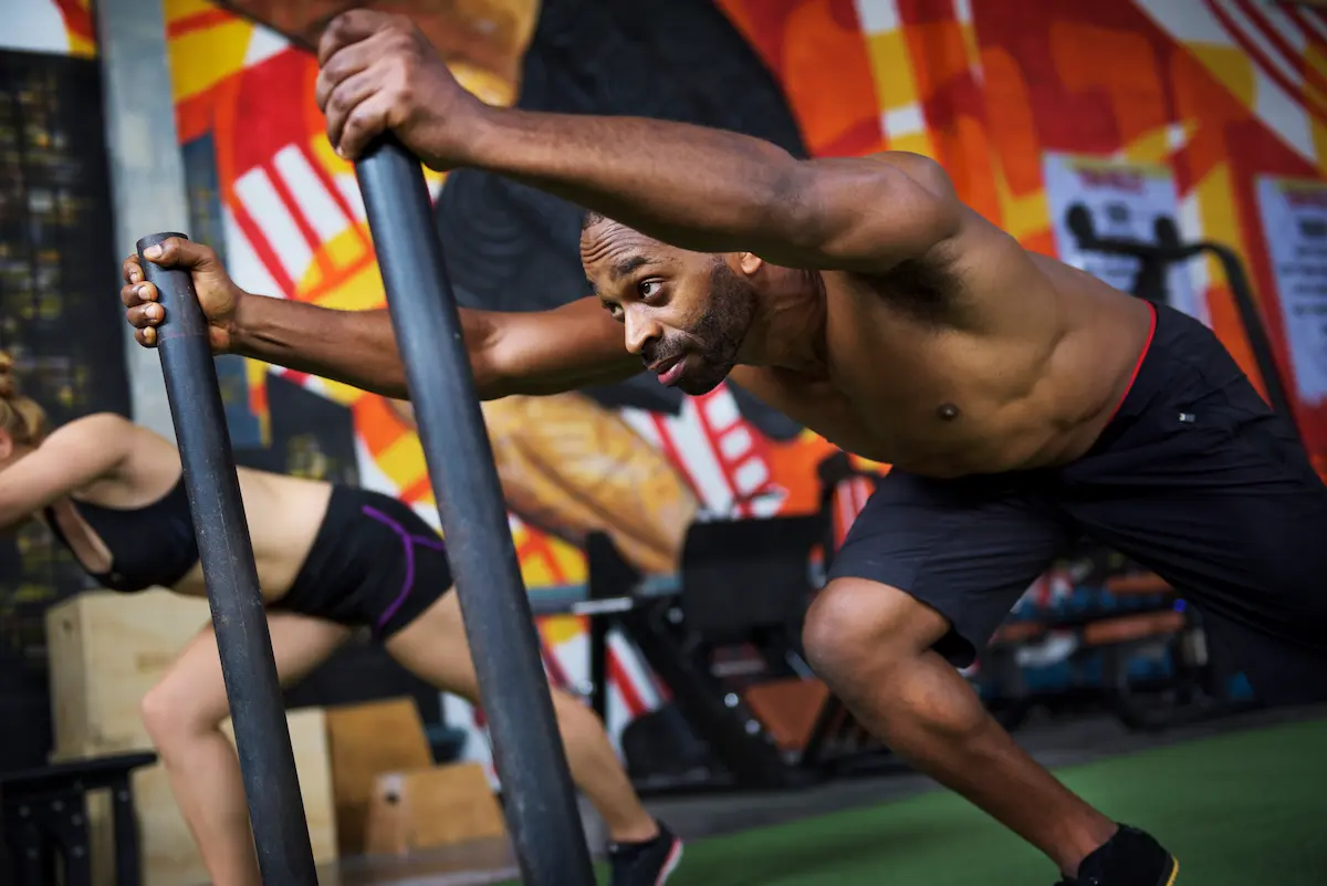 CrossFit studio with athletes training